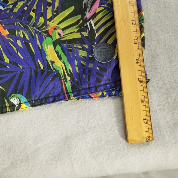 Native Youth Swim Shorts Mens 36 Blue Tropical Parrot Print Drawstring Trunks - Picture 13 of 15